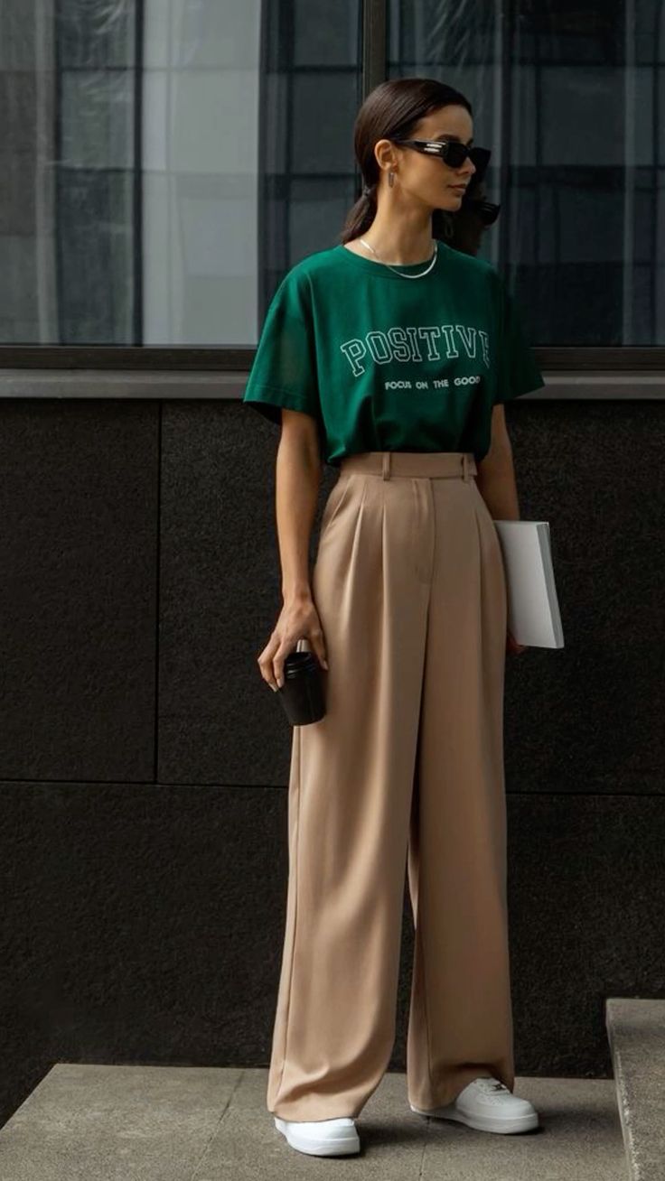 Casual Khaki Trousers with a Graphic Tee